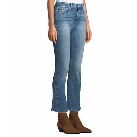 Frame Y2K Le Crop Mini Boot Cut Tear Away Flared Hem Denim Jeans - Picture 5 of 10